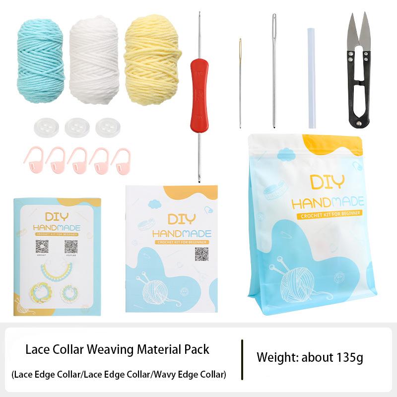 

New blue series lace-up style cat and dog universal collar DIY hand-knitted cute lace yarn collar