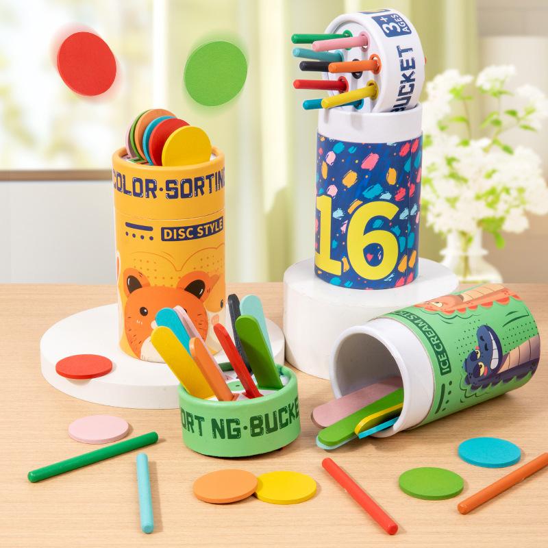 Children's Color Classification Bucket Kindergarten Baby Color Cognition Hand-Eye Coordination Sensory Training Educational Toys