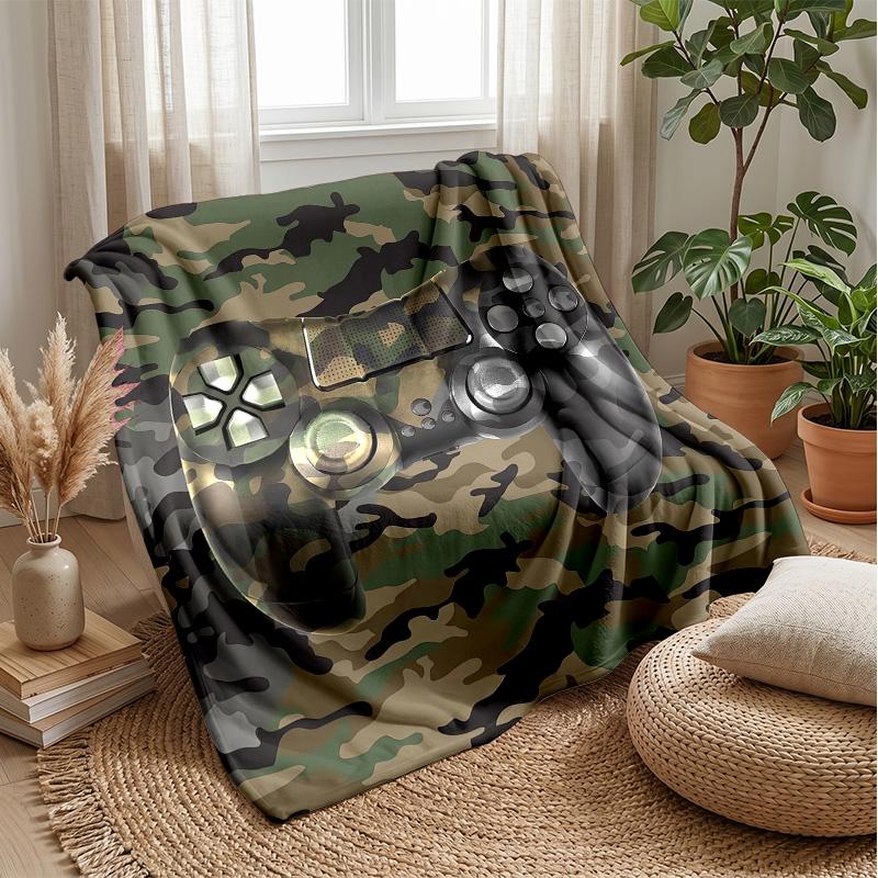 Burning Game Controller blanket Personalized Name Flannel Blanket Soft Cozy Plush Throw for Sofa Bed Lightweight Home Decor