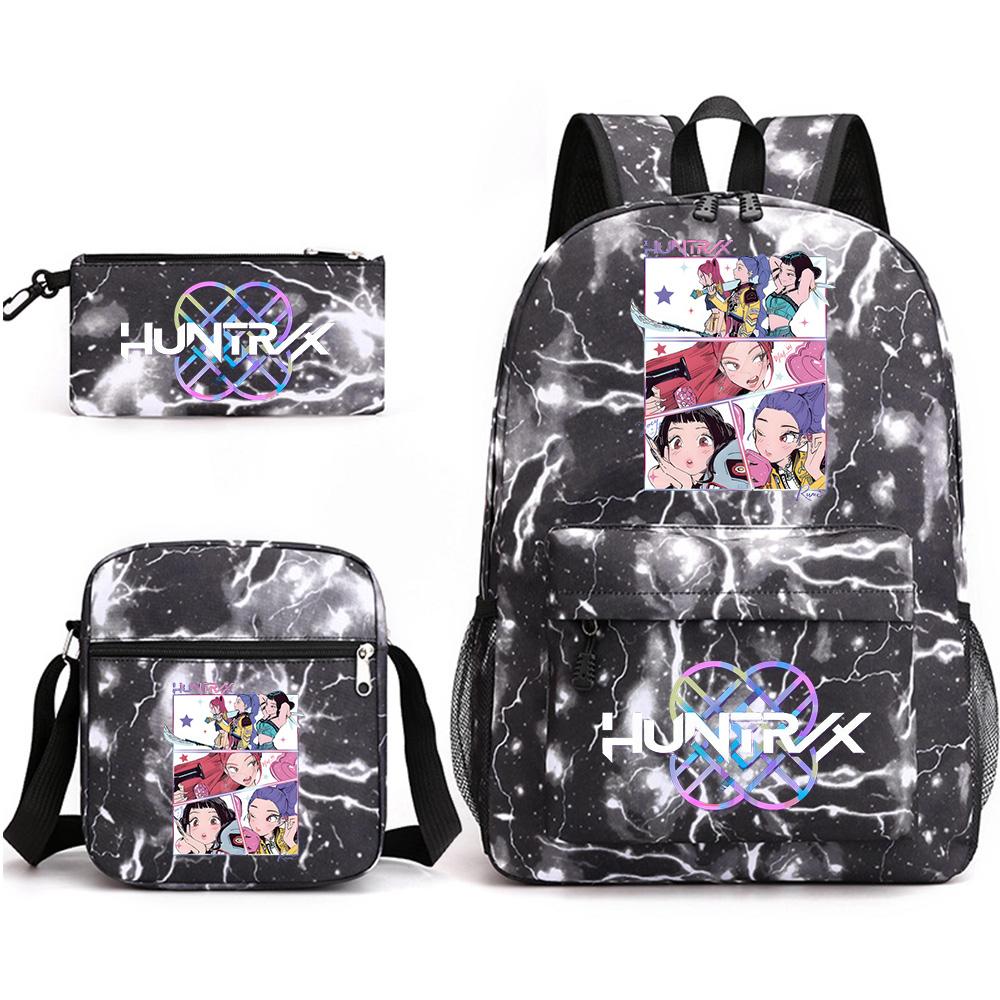 3Pcs/set Cute Cartoon Printed Backpack with Shoulder Bag Pencil Case for Teenager Student Boy Girl School Bag Large Capacity Bookbag Kid Gift