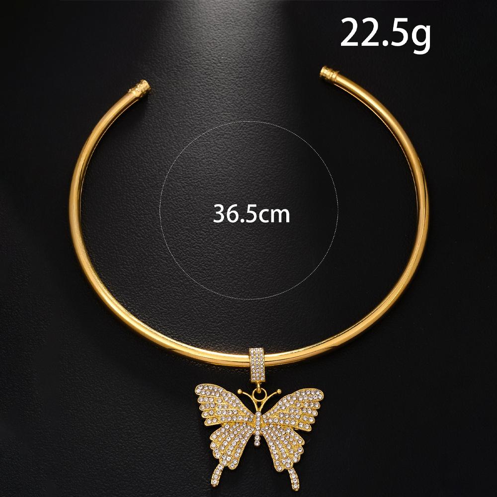 Butterfly Pendant Collar Simple Rhinestone Insect Collar Spider Web Necklace Versatile Jewelry Necklace