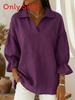 Vintage Art Casual Shirt With Splicing Fabric For Women Spring Autumn Wear