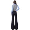 Women's 2025 Denim Blue Flare Jeans, Double Button, Slimming Floor-Length with Unique Back Pockets, Early Autumn Design.