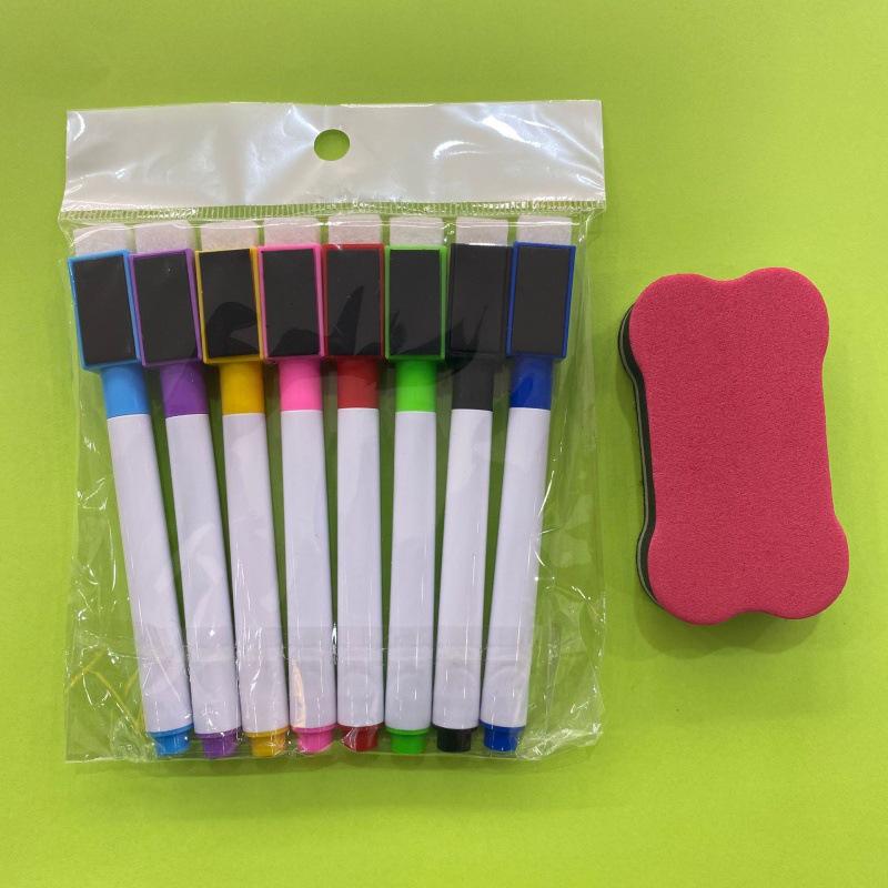 Magnetisk Whiteboard-suddare med Stor Kapacitet, Icke-märkande, Färgade Pennor med Vattenbaserat Bläck