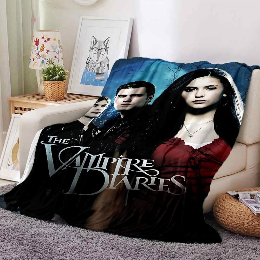 Vampire Diaries Flannel Blanket Super Soft Warm Cozy Blanket for Sofa Bed Office Travel All‑Season Home Decor Gift