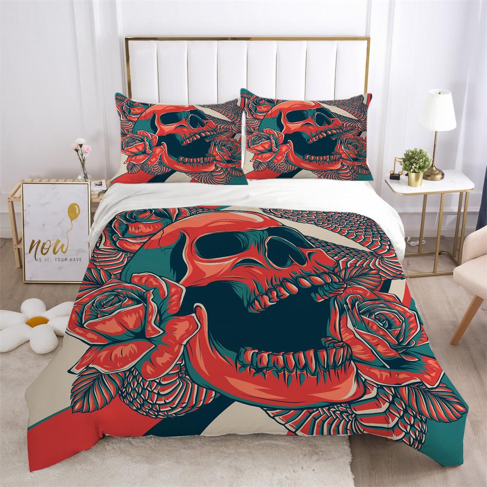 Skull Printing Bedding Cover Bedspreads Teens Double Size Bed Set Cover Microfiber Highend Home Bedclothes