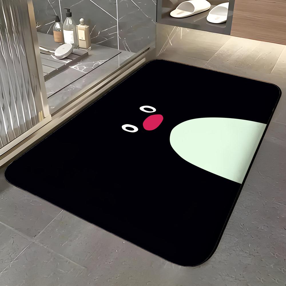 Pattern B-Black Penguin Floor Mat Soft Flannel Entrance Door Mat Non Slip Absorbent Bathroom Bedroom Floor Rug