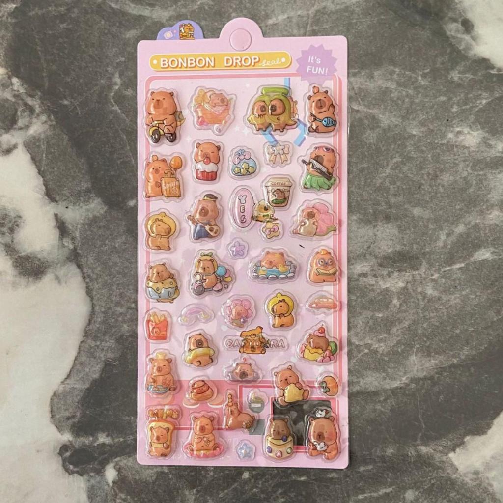 Capybara 3D Embossed Cartoon Animal Bubble Sticker - Cute Capybara Phone Decoration