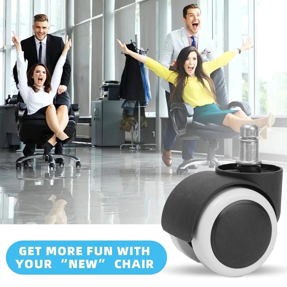 Universal Chair Wheel Casters Replacement Swivel Caster Furniture Wheels Rollers 2 Inch Heavy Duty Rubber Wheel Office Hardware