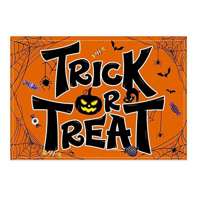 Halloween Print Placemats Placemat Washable Rectangular Dining Table Mats for Indoor Gatherings Seasonal Table Decor