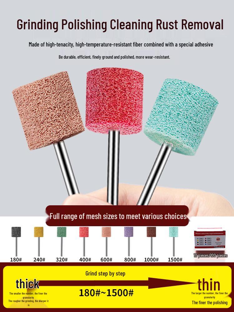 Nylon Fiber Polishing Wheel with Stainless Steel Wire, 3/6mm Shank for Electric Drill/Grinder, Pneumatic Grinding Head.