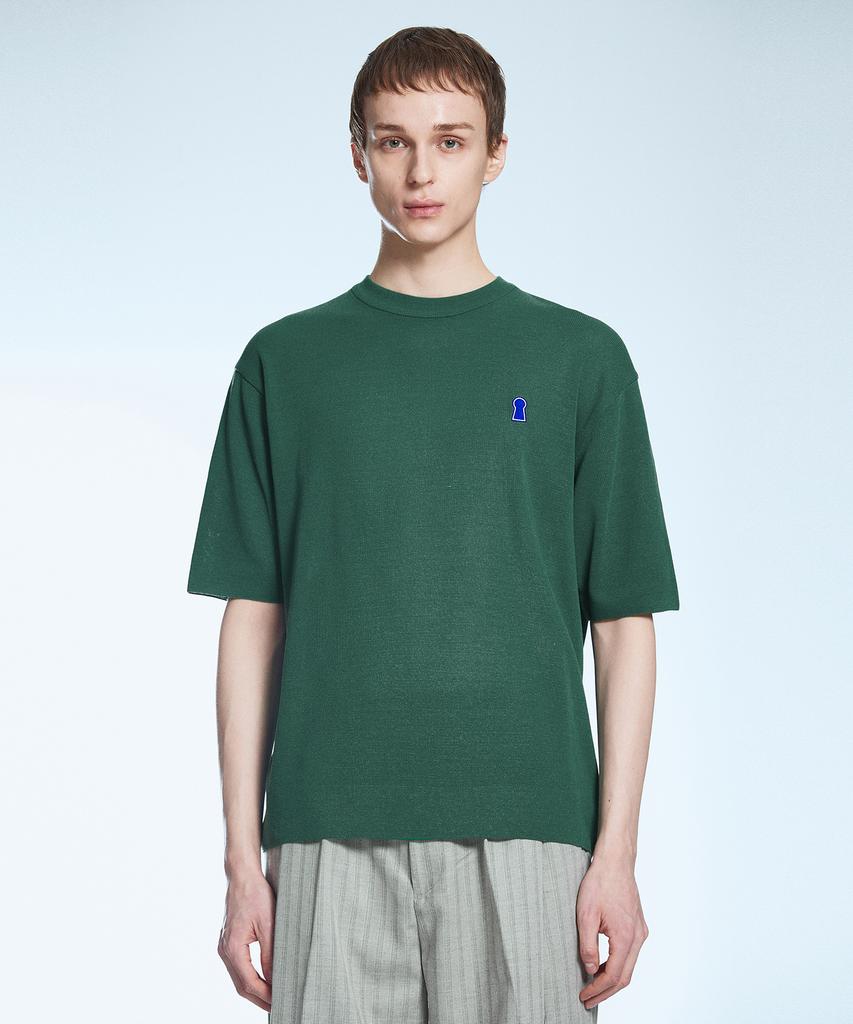 Sekeonmonollogeu Keyhole Round Short Sleeve Summer Knit Jade Green Sekt006J.Green