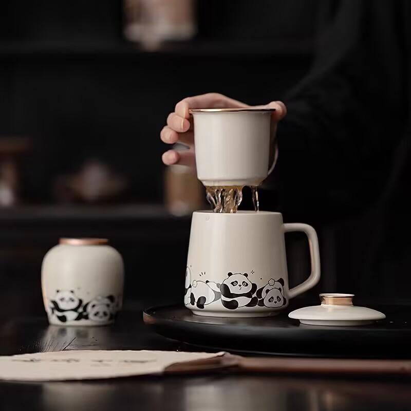 Teacup Tea Separation With Lid Filter Ceramic Home Office Personal Water Cup Cute Men And Women