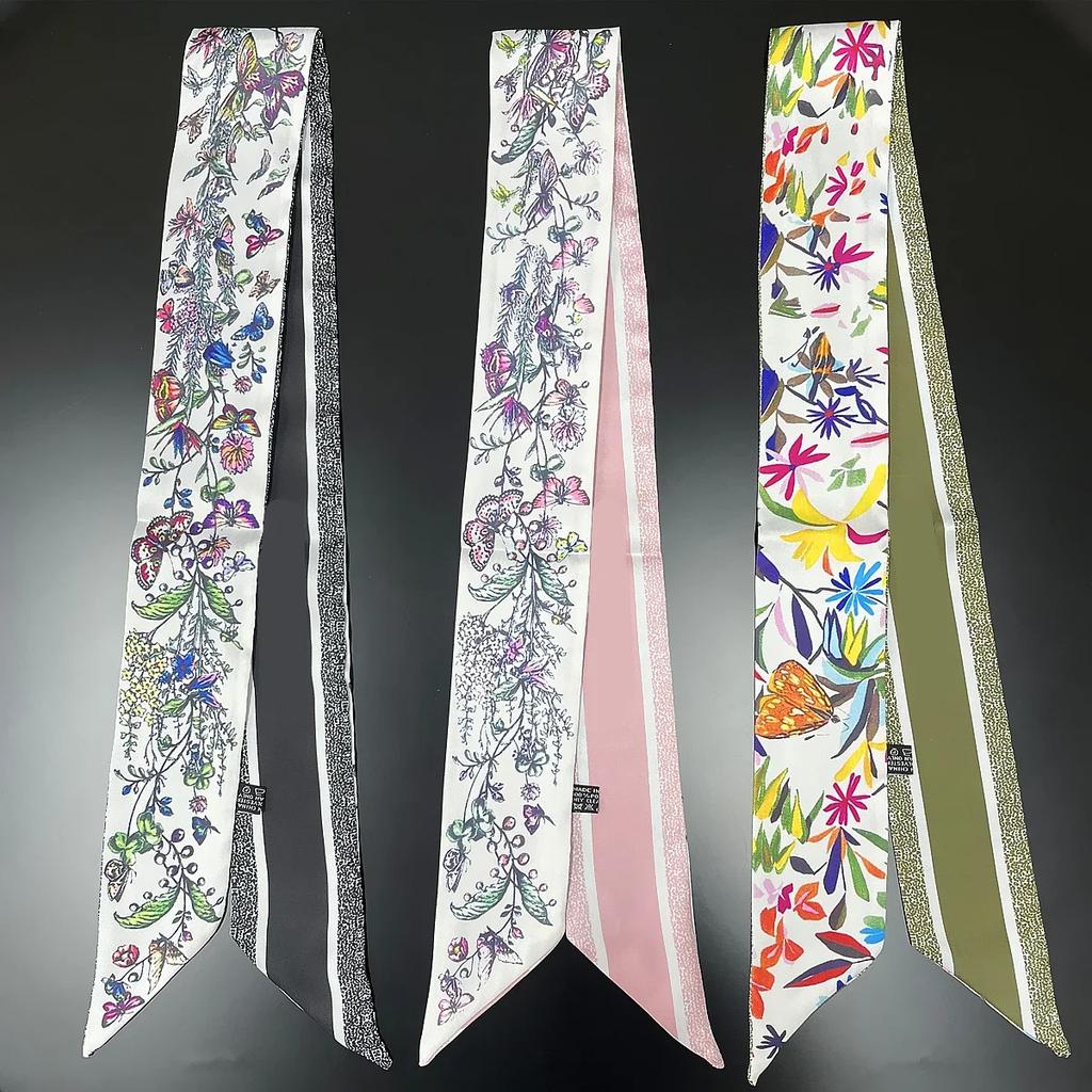 New Design Pansy Tarot Scarf Women Luxury Brand Scarf Skinny Bag Silk Scarves Foulard Hair Neckerchief Headband For Ladies