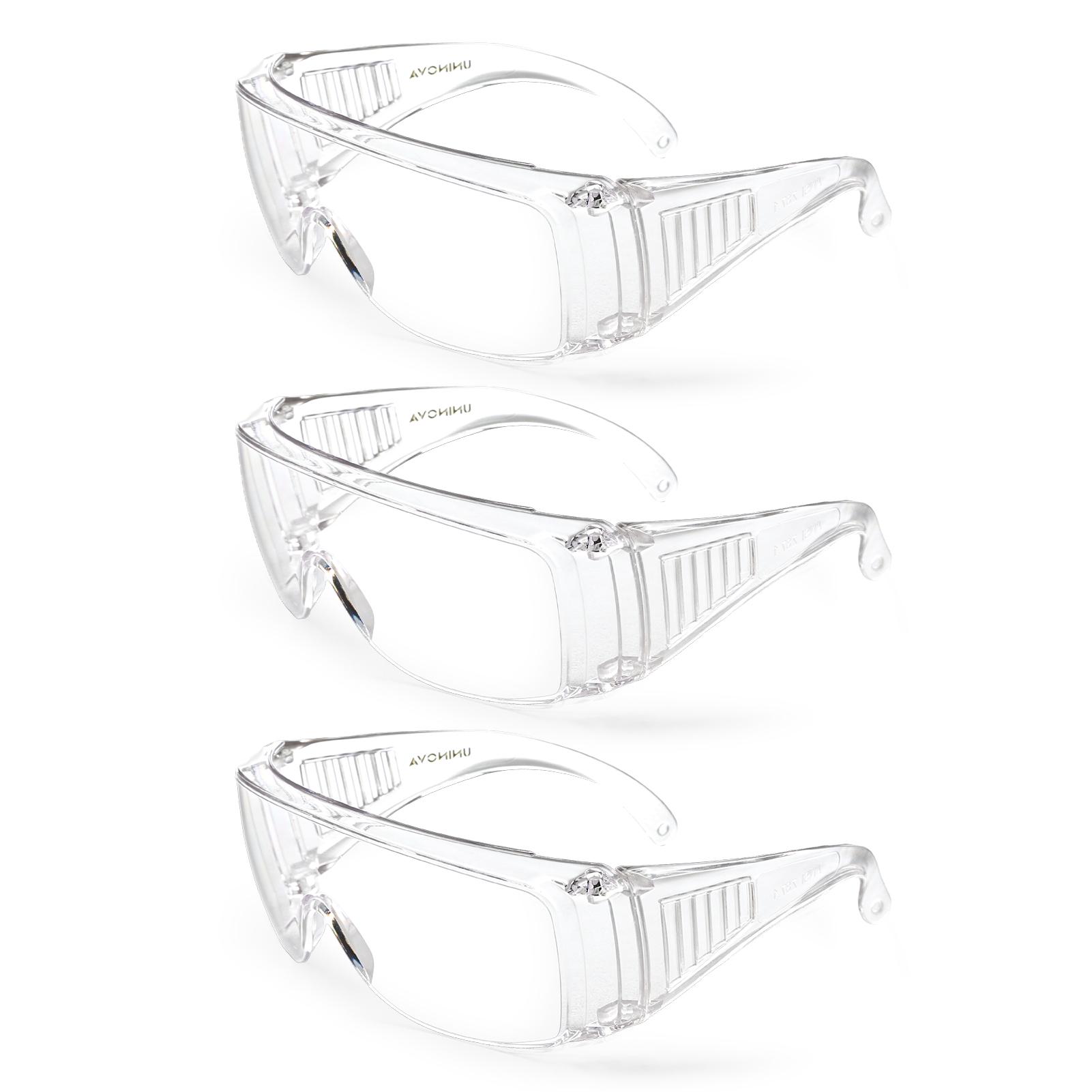 ANSI Anti-Fog Over Prescription Safety Glasses, Clear OTG Eye Protection Glasses with Side Shields for Industrial Work 3 PCS (Transparent,safety glasses) прозрачный
