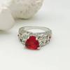 Huajie Heart Shape Inlaid Red Zircon Women's Ring Hollow Out Shining Wedding Engagement Ring  Trend