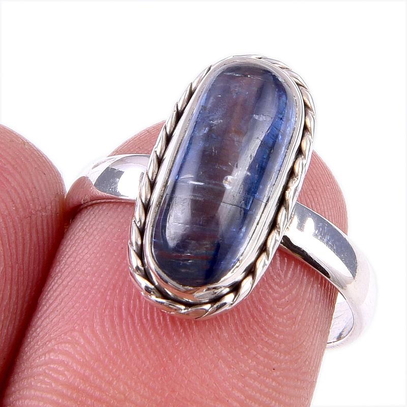

Natural Kyanite Gemstone Handmade 925 Solid Sterling Silver Gift Ring S.7 V0D11