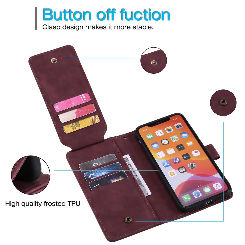 Multifunction Business Card Holder Flip Cover Magnetic Clasp Kickstand Leather Book Folio Phone Case Card Pocket Cover Accessory