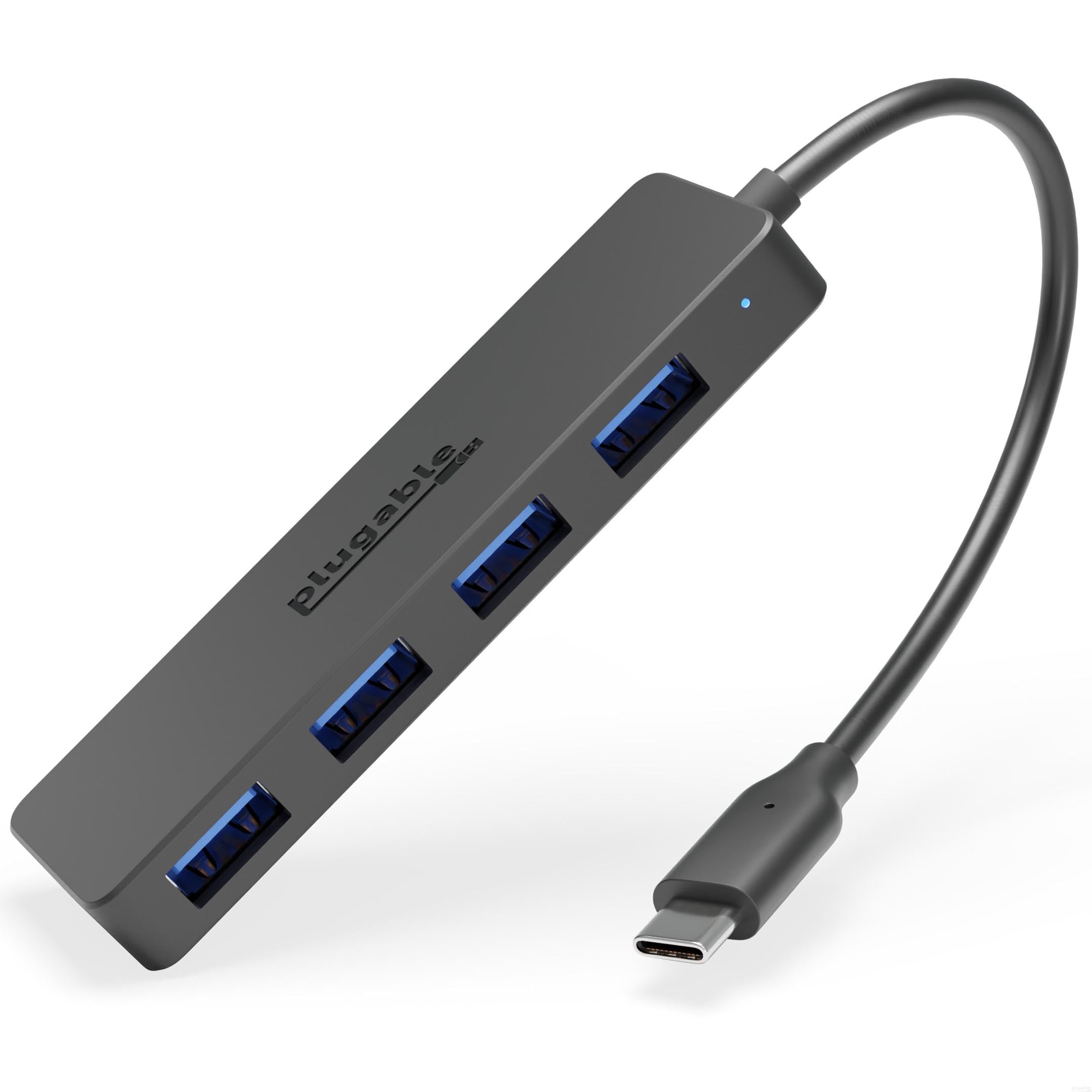 

Plugable Хаб 4 порта USB Совместим с Windows Mac iPad Pro Surface Pro Chromebook Linux Android Не совместим с зарядкой USB-C 3.0
