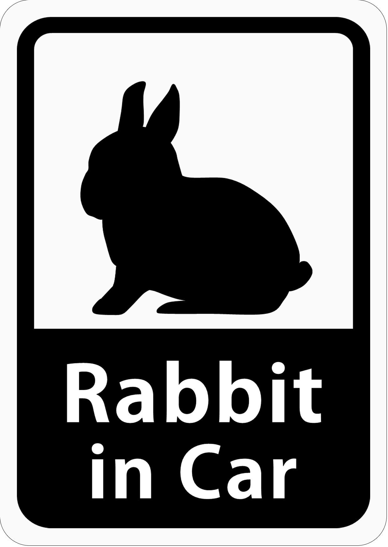 Rabbit in Car  Rabbit (Netherland Dwarf)  Car Sticker (Magnet) s28 one size белый