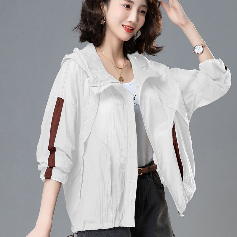 

Солнцезащитная одежда для женщин, летняя легкая свободная модная и универсальная для активного отдыха на открытом воздухе, женская солнцезащитная куртка 4XL белый