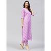 ANNI DESIGNER Women' Cotton Blend Printed Straight Kurta with Pant (Wamurti Purple Purple Small)