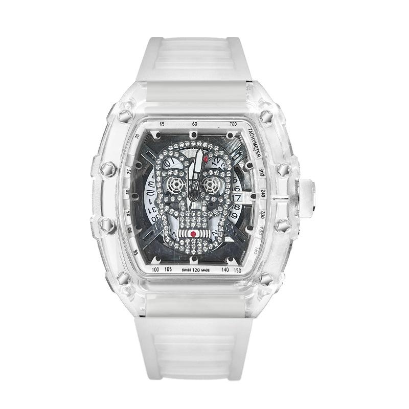 High-Value Fashion Trend Non-Mechanical Transparent Ghost Head Wine Barrel-Shaped Men S Watch no gift box