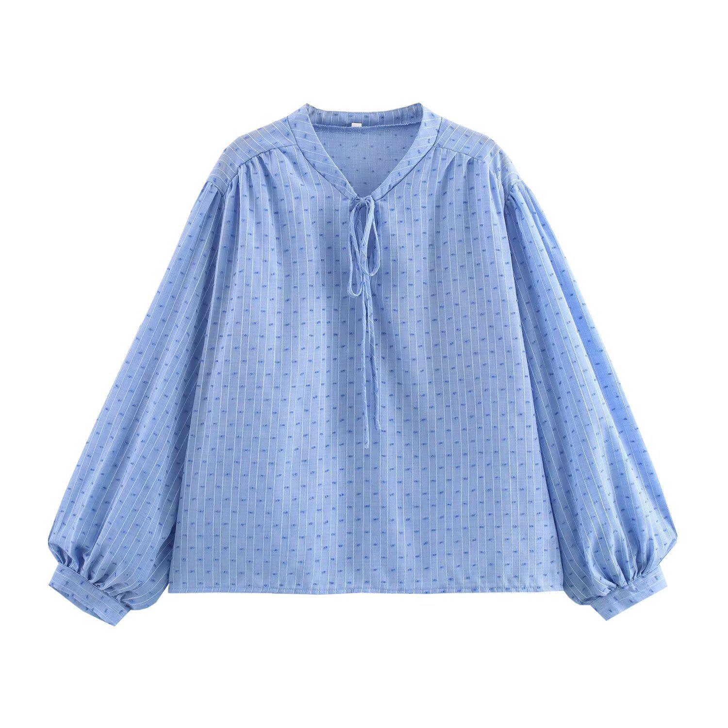 

2025 Весна Женский Европейский и Американский Стиль Мода Универсальный Топ с Длинным Рукавом XS королевский синий