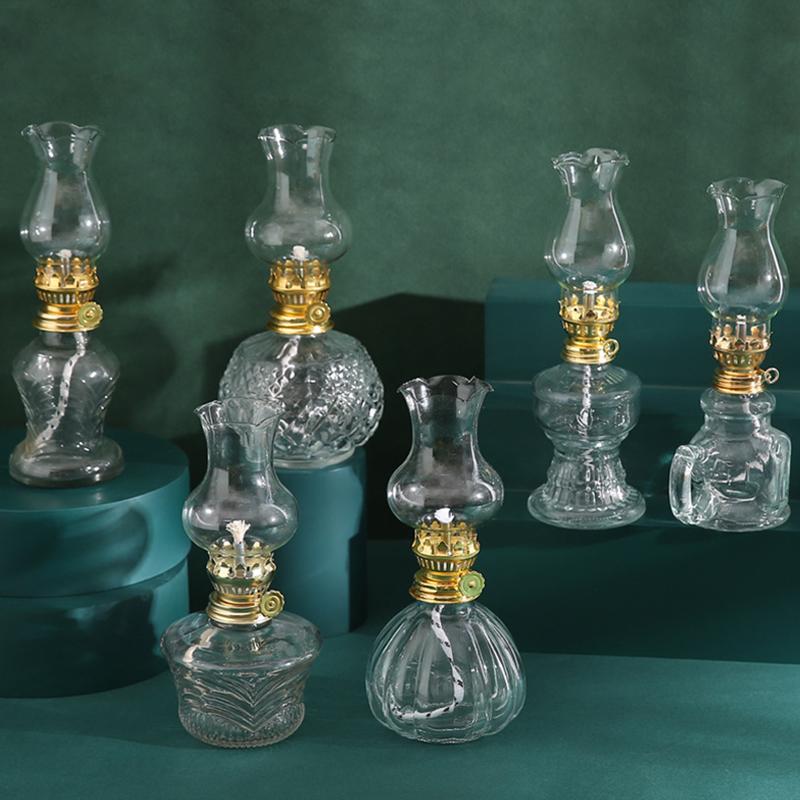 1PC Einstellbare Flamme Glas Kerosin Laternen Öl Lampe Gothic Eid Al-Adha Mubarak Glas Tragbare Schmuck