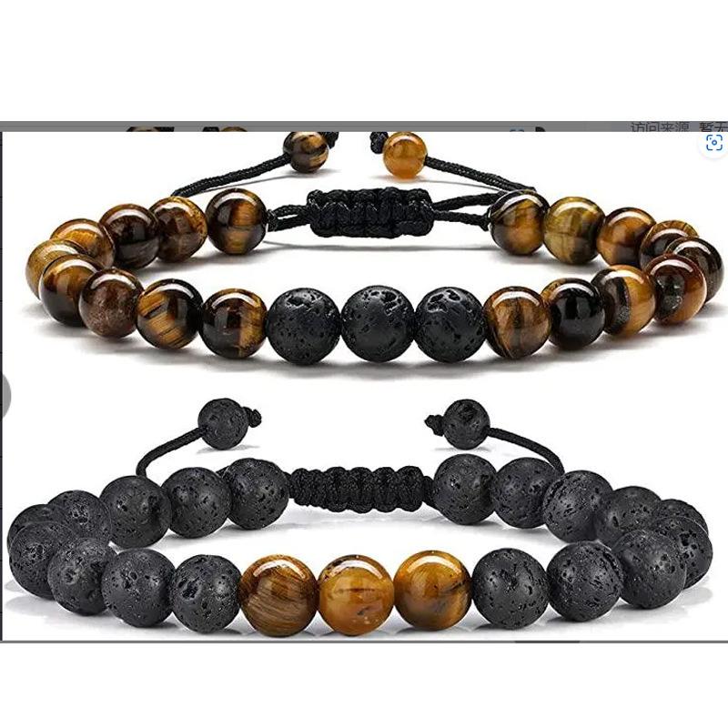 Multicolor Alloy & Volcanic Stone Yoga Bracelet with Turquoise & Tiger Eye Beads