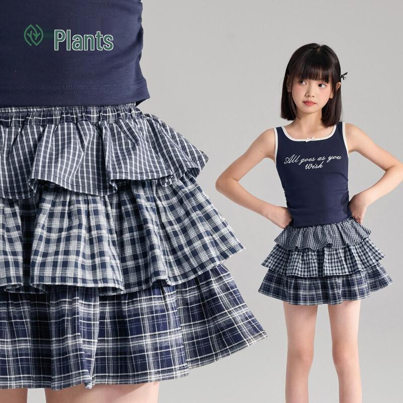 Zhimu Girls  Pleated Tiered Skirt 120