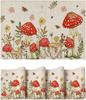 Beige Pilzmottenblumen Tischsets Set von 4, 12x18 Zoll Plastikgewebe Abwischbar Rutschfest PVC Platzsets für Party Küche Esszimmer Dekor