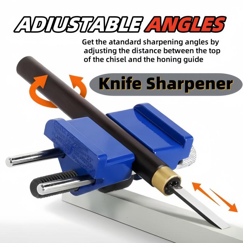 Manual Knife & Chisel Sharpening Jig with Fixed Angle Guide for Woodworking Tools.