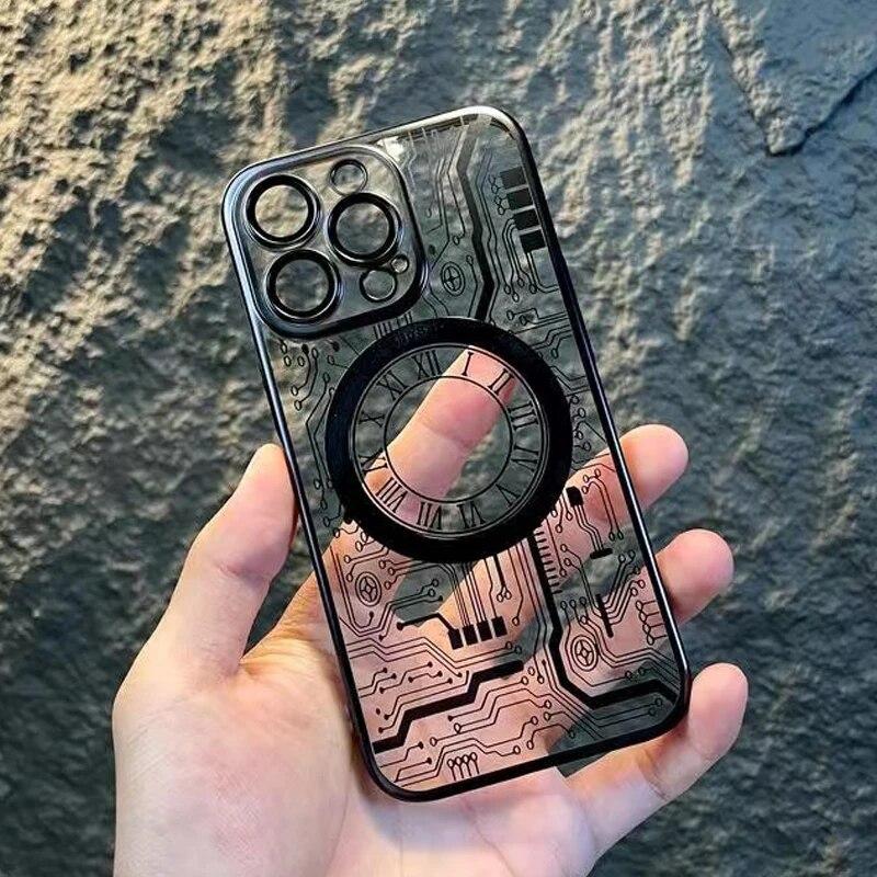 Plating Magnetic Wireless Charge For MagSafe Case For iPhone 14 15 13 12 11 Pro Max Plus Luxury Phone Lens Protector Back Cover