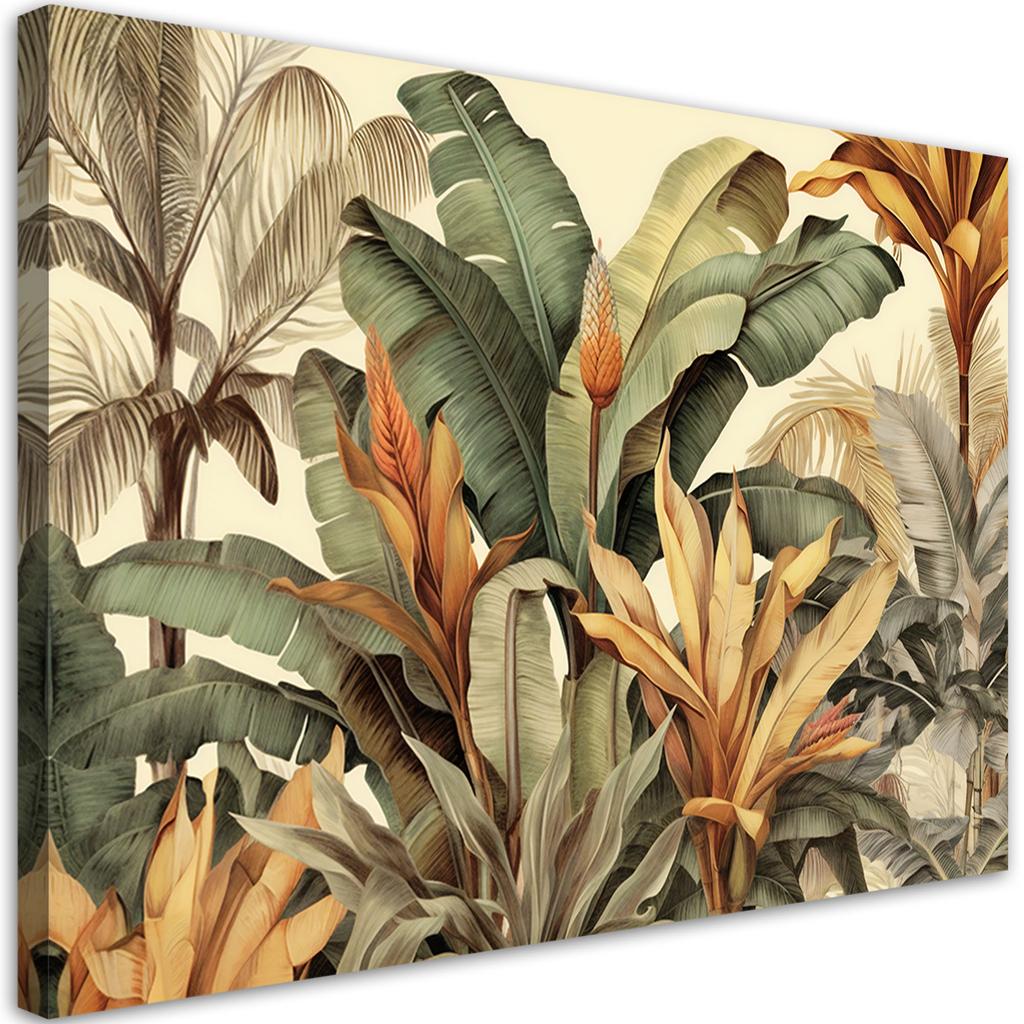Canvas print, Banana leaves in sepia