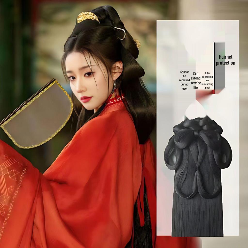 Wei Jin Style Hanfu Headdress Wig Bun with Hair Accessories