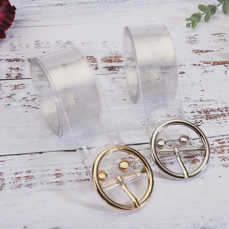 Women's Versatile Transparent Belt with Round, Square, and Heart Buckles for Skirts and Jeans