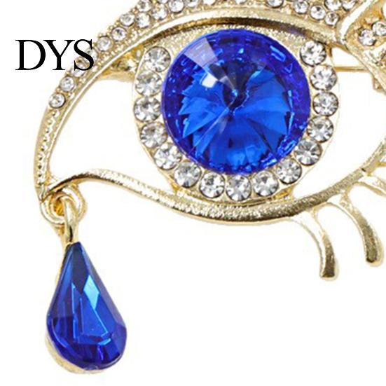 Electroplated Eye Accessory Bling Rhinestone Eyes Brooch Pin, Tear of Angel Lapel Pin Secure Clasp for Women, Sweater Cardigan Coat Suit Decoration