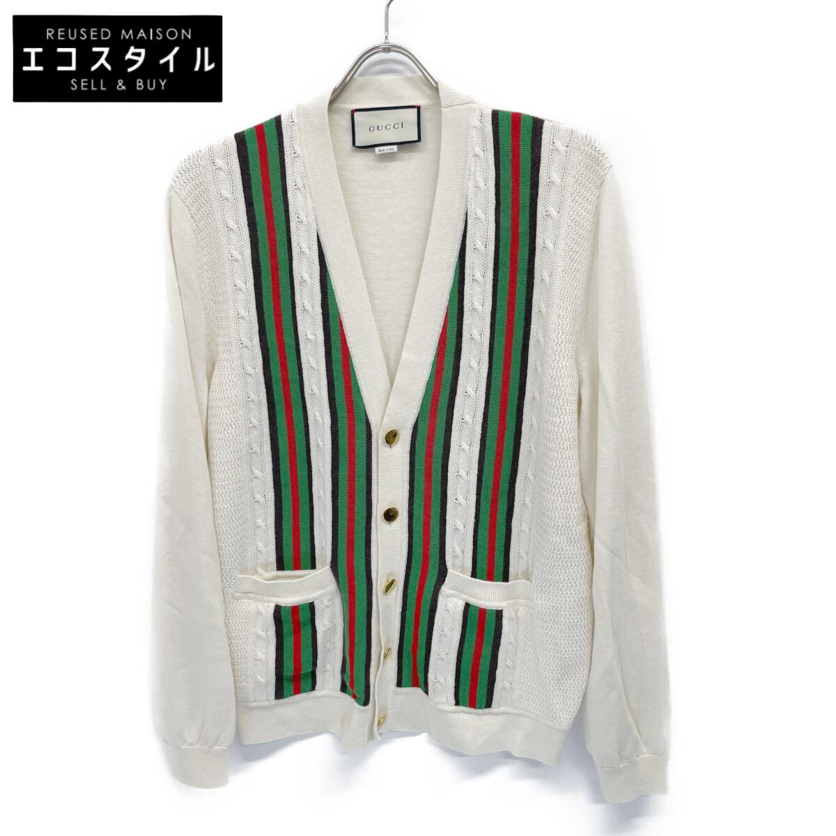 

GUCCI 614688 Ivory Cotton x Linen Cardigan tops S off whiteUsed