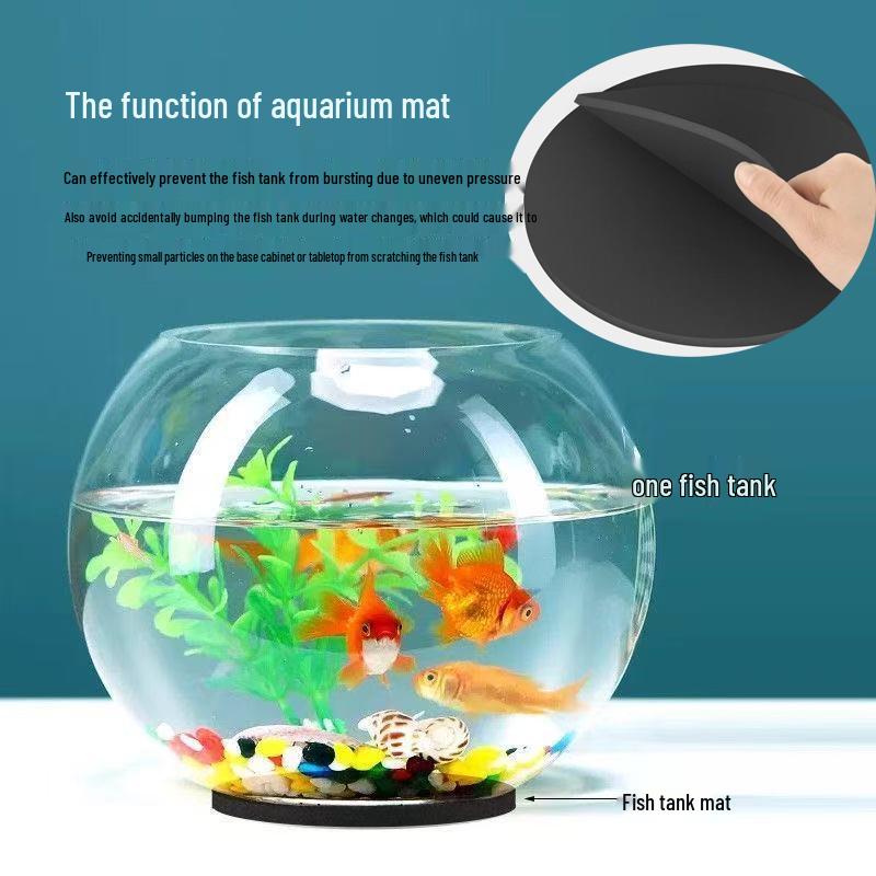 Transparent Round Glass Fish Tank for Office or Living Room - Small Desktop Aquarium for Goldfish or Turtles