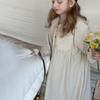 Girls' Spring Retro French Lace Long Sleeve Dress