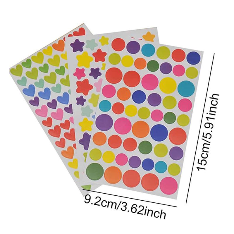10PCS Mixed Stickers Paper Dots Heart Star Children Cute Colored Sticker Toys Album Diary Decoration Sticker Label Adhesive TMZ