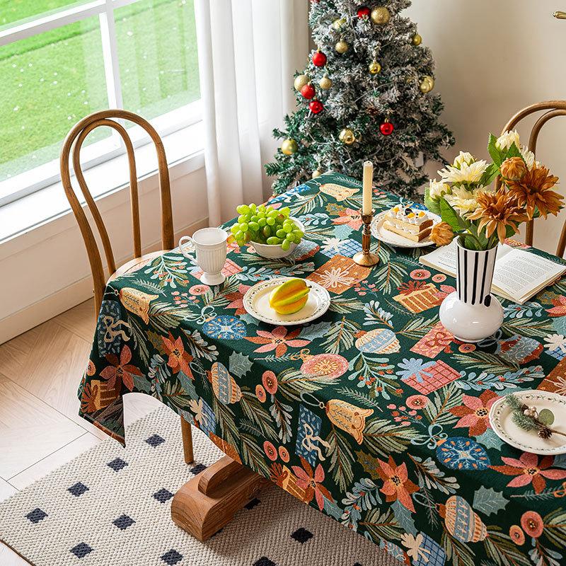 Retro Pastoral Tablecloth Fabric Retro Atmosphere High-End Rectangular Dining Table Cloth 60x60cm