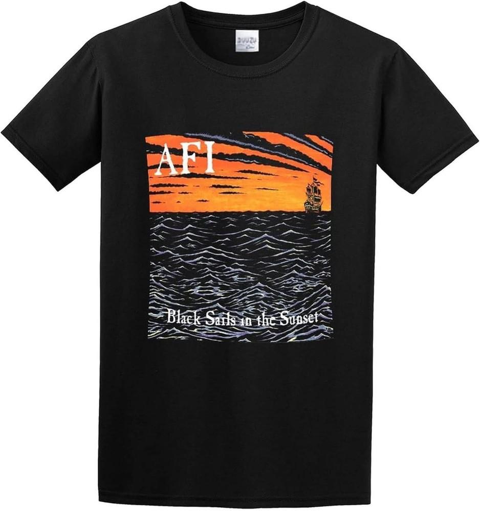 

Fashion Men039;s T-Shirt AFI Sails in The Sunset Album Cover Crew Neck Tops Tee Bla Unisex T-Shirt M