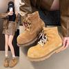 Outdoor tourism thick-soled Martin boots women's 2025 autumn new British style retro casual short boots rhubarb boots children