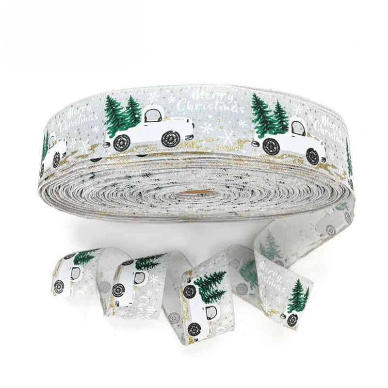 Christmas Ribbon Classic Wrapping Christmas Tree Ribbon Wreath Bows DIY Fabric Swirl Ribbon Burlap Xmas Gift Decoration