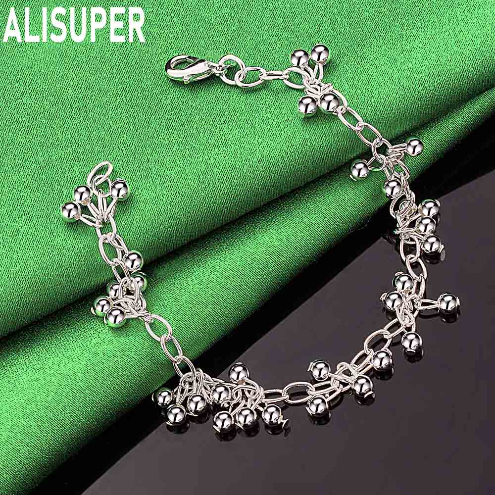 925 Sterling Silver Multi-Cluster Tassel Bead Bracelet - Exquisite Gift Jewelry