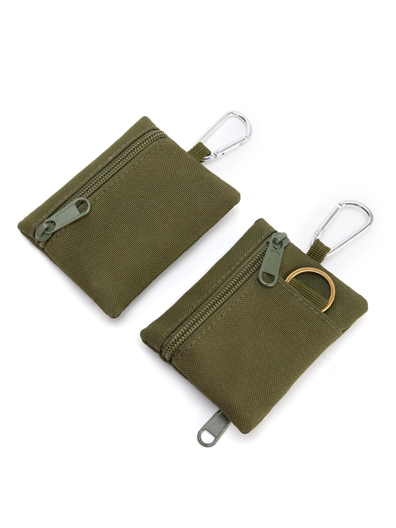 

Компактний тактичний гаманець для кемпінгу через кордон - тримач для монет, карток, ключів та навушників із блискавкою армія зелений колір
