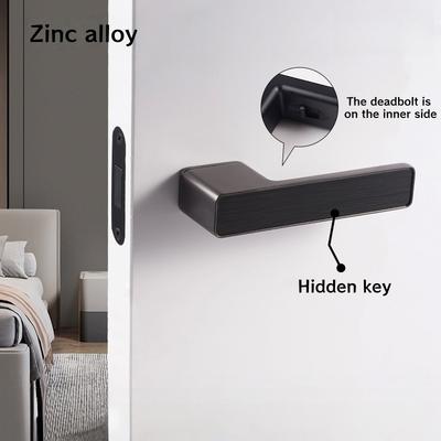 Serrure de porte et poignées modernes dissimulées en alliage de zinc noir mat et gris, installation facile, poignée de porte de chambre avec serrure magnétique