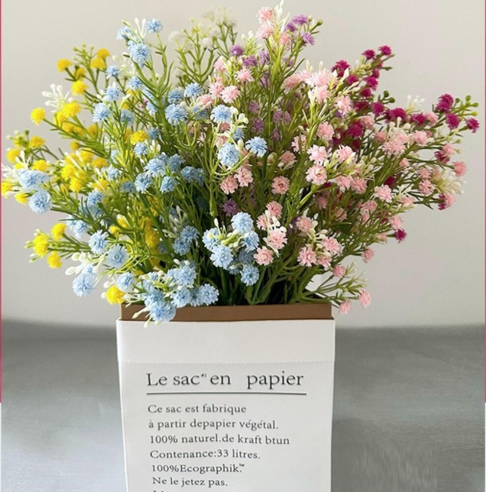 Artificial Gypsophila Baby Breath Flowers, Soft Plastic Realistic Fake Floral Design, For Home Wedding Bouquet & Photo Props